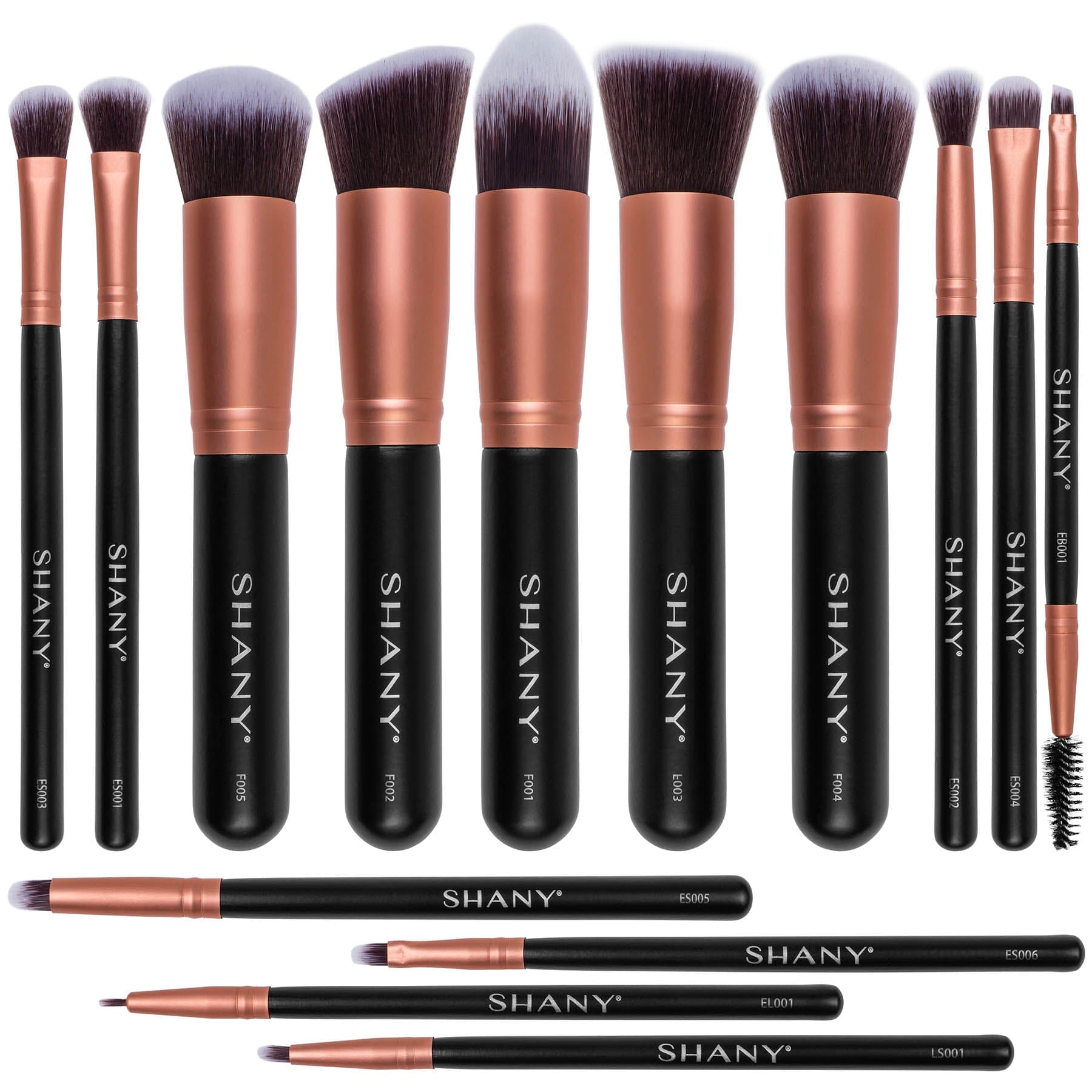 SHANY Makeup Brushes - Rose All Day - 14-Piece Brush Set – Foundation Powder Concealers Eye Shadows Makeup brushes - Complete Kabuki Makeup Brush Set in Rose Gold - 14 PCS - SHOP ROSE GOLD - BRUSH SETS - ITEM# SH-BR0014-RG