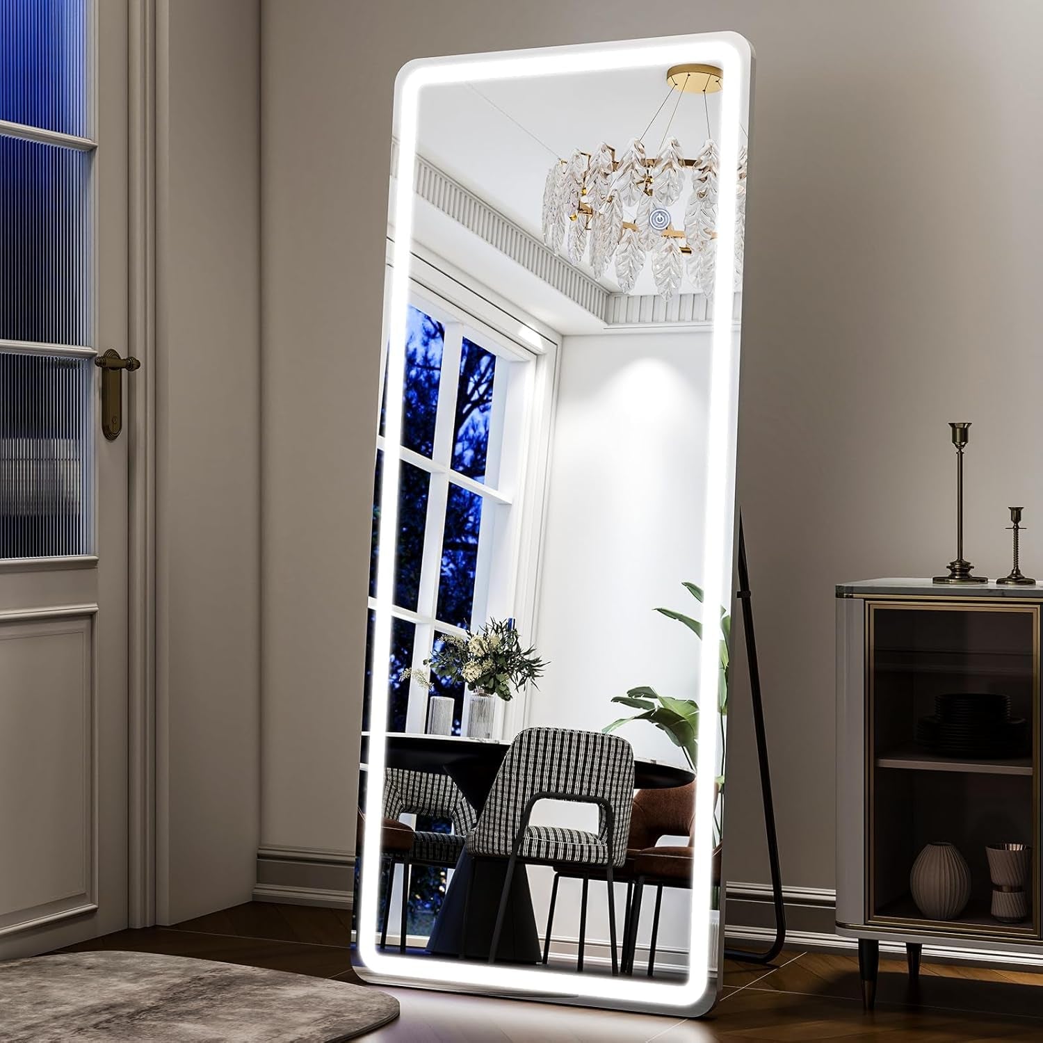 26X68 Inch Full Length Mirror with Lights, LED Lighted Floor Standing, Hanging Mirror Full Length with Stand Free, Full Body Dressing Mirrors with Dimmable 3 Color LED-2